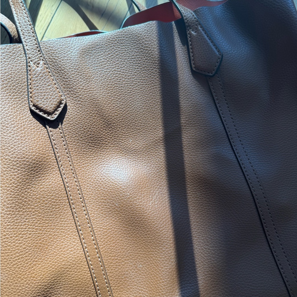 Tory Burch Perry Triple Compartment Tote Bag Leather Camel Brown🤎 - Picture 3 of 5
